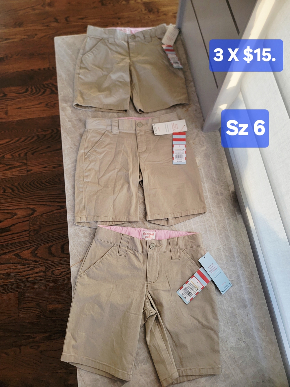 BUNDLE OF 3 Girls' School Uniform Shorts - Cat & Jack Khaki Sz 6 ($39)
